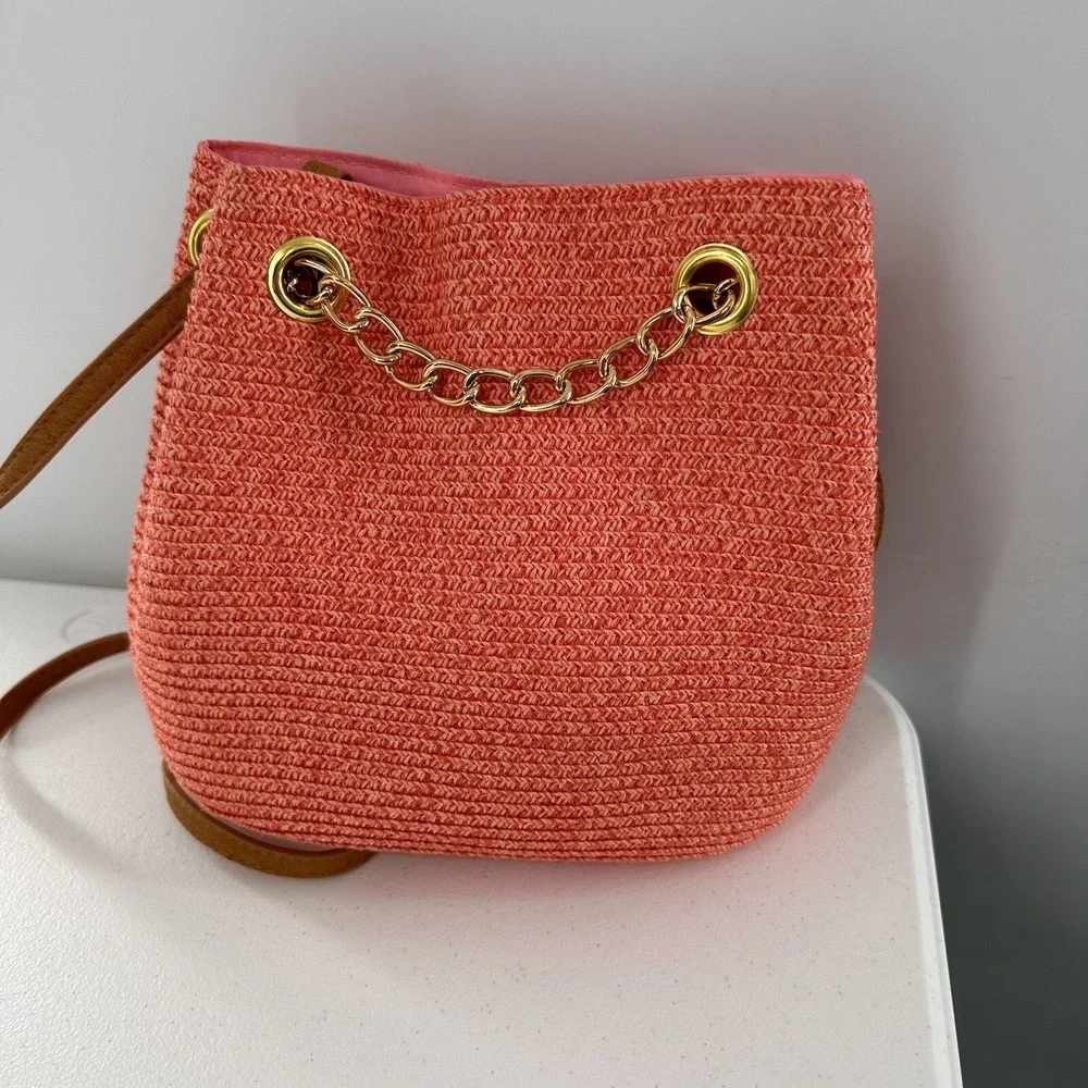 Magid paper straw bag Purse Shoulder Hobo‎ MCM Beach Coastal Nautical Boho